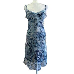 Believe Vintage 90s Blue Fairy Print Ruffle Midi Dress